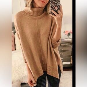Jessica Simpson oversized neutral dolman batwing knit turtleneck sweater size S